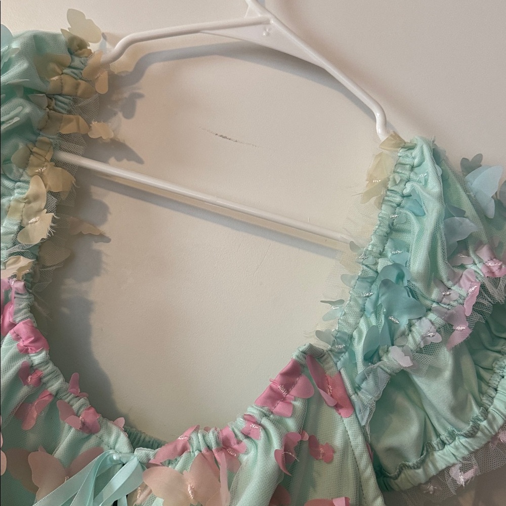 Pastel Rainbow Butterfly Dress XL fairy mesh scoop neck - Picture 10 of 10
